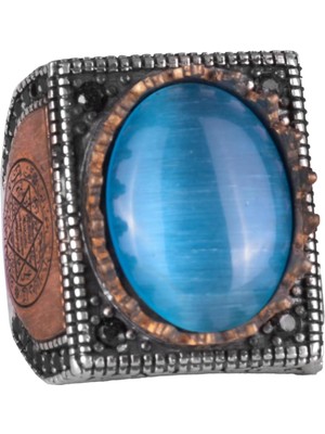 925 Ayar Gümüş Yüzük, Davud Yıldızı Yüzüğü, Yapay Taşlı Gümüş Erkek Yüzüğü