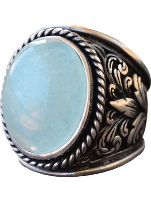 Erkekler Için Elmas Taş Koleksiyonu: 925 Ayar Gümüş Yüzükler - Doğal Taş Seçimi (Akuamarin)