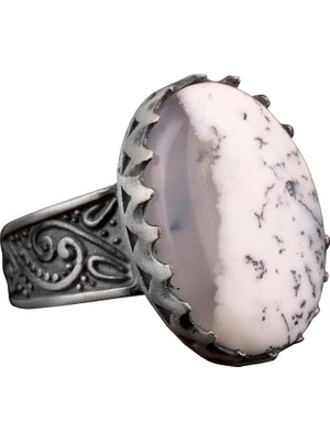 Sterling Gümüş Erkek Yüzük, Dendrit Agat Doğal Taş