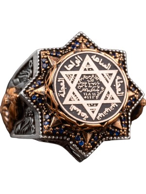 El Yapımı Süleyman Yıldızı Yüzük - 925 Ayar Gümüş Erkek Yüzük David Yıldızı Sembolü ile