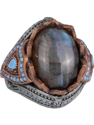 Doğal Taş Yüzük - El Yapımı 925 Ayar Gümüş Yüzük (Labradorit)