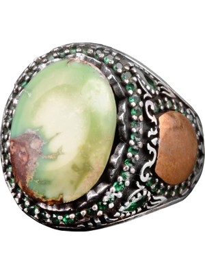 Doğal Arizona Turkuaz Taş Yüzük, Minimalist Yüzük, 925 Ayar Gümüş Erkek Yüzük