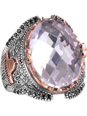 925 Ayar Gümüş Erkek Yüzük - Yapay Taş Erkek Yüzük (Yapay Kristal)