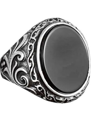 925 Ayar Gümüş Erkek Yüzük Doğal Siyah Oniks Taşı ile