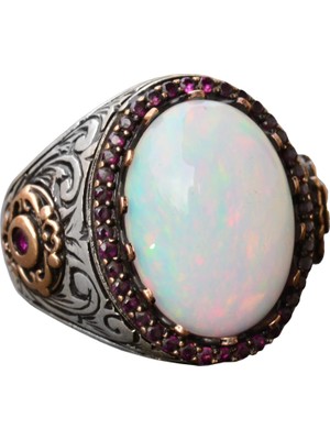 Doğal Avustralya Opal Taşlı Yüzük, 7.55 Karat, Kral Yüzüğü, Sterlin Gümüş Yüzük, Nişan Yüzüğü