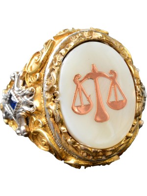 Erkek Sterling Gümüş Yüzük - Inci Taşı - Yüzük (Terazi)