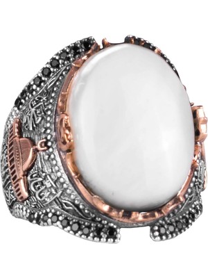 Doğal Sedef Taş Yüzük, 925 Ayar Sert Gümüş Yüzük Erkekler Için, Farklı Yüzük