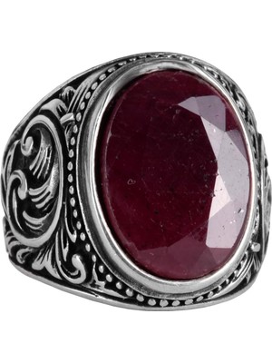 Doğal Yakut Taşlı Yüzük - 925 Ayar Gümüş Yüzük Erkekler Için, Farklı Yüzük