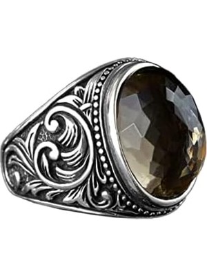 Doğal Taş Yüzük, 925 Ayar Gümüş Yüzük (Dumanlı Kuvars)
