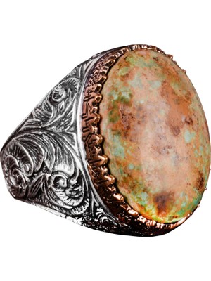 925 Ayar Gümüş Yüzük, Doğal Arizona Turkuaz Taşlı Yüzük