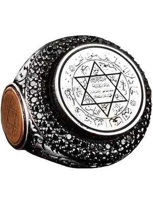 925 Ayar Gümüş Erkek Yüzük, Davut Yıldızı, Süleyman Yüzüğü, Yahudi Yüzüğü