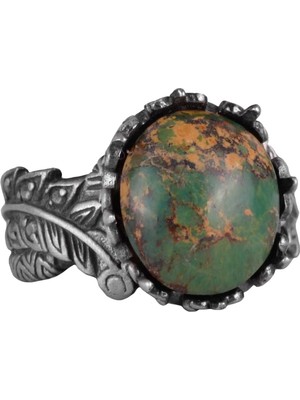 Doğal Arizona Turkuaz Taş Yüzük, 925 Ayar Gümüş Yüzük, Minimalist El Yapımı Yüzük (Model-13)