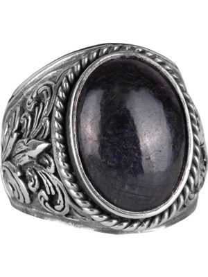 925 Ayar Gümüş Yüzükler - Doğal Taş Seçimi (Cabochon Safir)