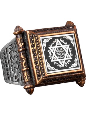 Kabbalah Yüzüğü, Davud'un Yıldızı Yüzüğü, Süleyman Mührü Yüzüğü, Erkek Sterlin Gümüş Islami Yüzük