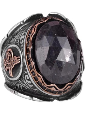 Doğal Taş Mavi Safir Yüzük, 925 Ayar Gümüş Yüzük, Osmanlı Gümüş Yüzük, Farklı Yüzük