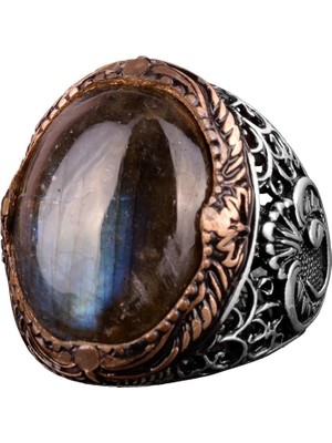 Doğal Labradorit Taş Yüzük, 925 Ayar Gümüş Yüzük