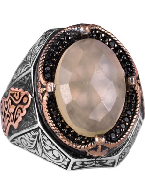 Doğal Limon Topaz Taşlı Yüzük - 925 Ayar Sert Gümüş Yüzük