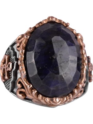 Doğal Mavi Safir Taşlı Yüzük, Denizci Iskelesi Yüzüğü 925K Katı Gümüş Erkek Yüzüğü - El Yapımı Zarafet