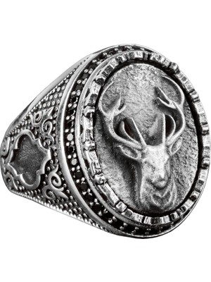 925 Ayar Gümüş Erkek Geyik Yüzük - Cesur ve Ihtişamlı Tasarım, Günlük Kullanım ve Özel Günler Için Ideal