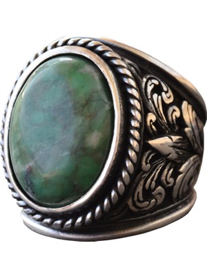 Zarif Taş Koleksiyonu Için Erkekler: 925 Ayar Gümüş Yüzükler - Doğal Taş Seçimi (Krisopras)