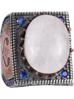 Doğal Taş Yüzük - 925 Ayar Gümüş Islami Yüzük - El Yapımı Hat Yüzüğü