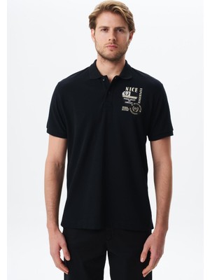 Ar-ma Erkek Yazı Baskılı Regular Fit % 100 Pamuk Pike Polo Yaka Tişört Y29374355802