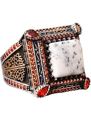 Doğal Opal Taş Yüzük - Gümüş Erkek Sultan Yüzüğü