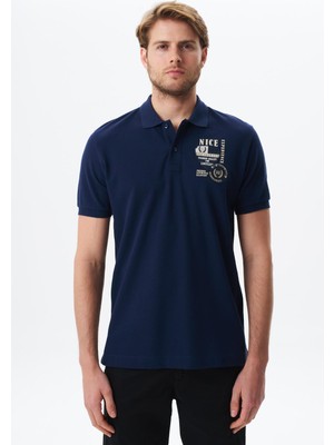 Ar-ma Erkek Yazı Baskılı Regular Fit % 100 Pamuk Pike Polo Yaka Tişört Y29374355802