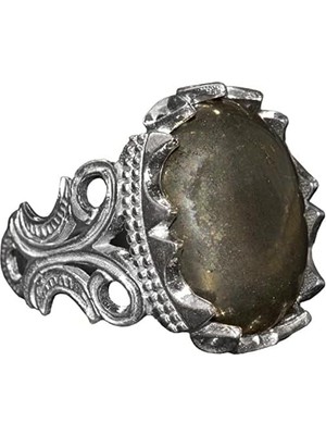 925 Ayar Katı Gümüş Erkek Yüzük - Doğal Taş Seçeneği ile El Yapımı Tasarım (Pirita)