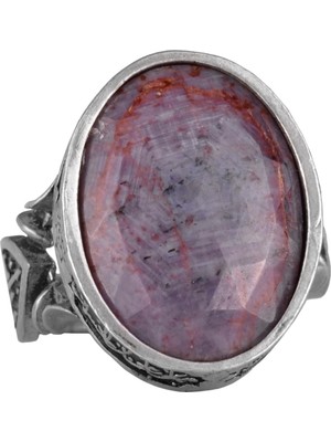 Doğal Mor Safir Taşlı Erkek Yüzük, El Yapımı 925 Ayar Gümüş Takı - Bilgelik, Koruma ve Ruhsallığın Sembolü