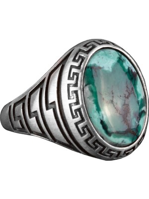 Doğal Arizona Turkuaz Taş Yüzük, 925 Ayar Gümüş Yüzük Erkekler Için
