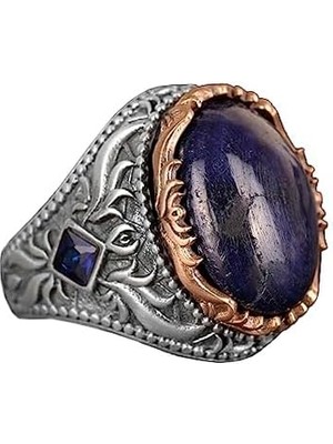 El Yapımı Sterlin Gümüş Erkek Yüzük | Doğal Cabochon Safir Taşı | Şık ve Zamansız Tasarım