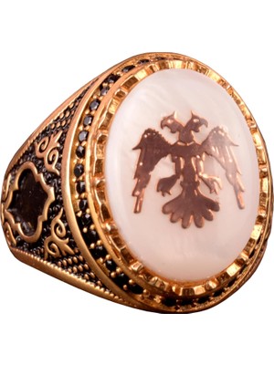 925 Ayar Gümüş Yüzük - Sembol Yüzükler - Erkek Yüzükleri (Çift Başlı Kartal)