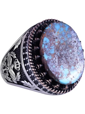 Doğal Arizona Turkuaz Taş Yüzük, 925 Ayar Gümüş Yüzük, Kartal Yüzük