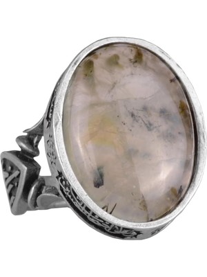 Doğal Prehnit Yeşim Taşı Yüzük - El Yapımı 925 Ayar Gümüş Yüzük - Bilgelik, Koruma ve Ruhsallığın Sembolü