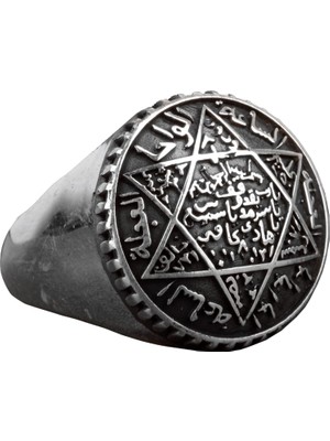 Yıldız Davud Erkek Yüzüğü - 925 Ayar Gümüş Süleyman Yüzüğü