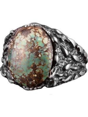 Doğal Arizona Turkuaz Taşı Yüzük, Erkekler Için Hediye, 925 Ayar Gümüş Yüzük, Minimalist Yüzük (Stil-9)