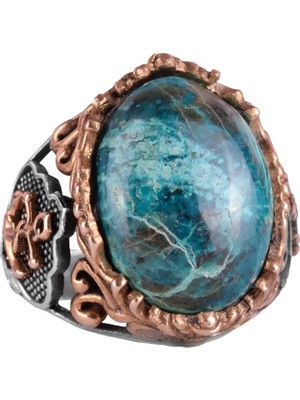 Kaplan Göz Taşı Yüzük, Demir Yüzük, Denizci Erkek Yüzüğü, 925 Ayar Gümüş Yüzük (Krisokolla)