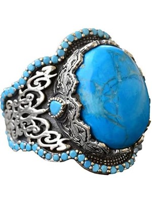 Turkuaz Yüzük Erkekler Için, Gümüş Turkuaz Yüzük, 925 Ayar Gümüş Erkek Yüzük, Büyük Yüzük