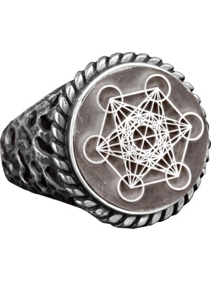 Metatron Yüzüğü, Helatron Küp Kutsal Geometri, Tılsım Yüzüğü, 925 Ayar Gümüş Yüzük