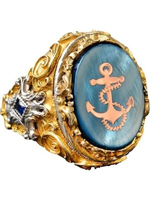 Denizci Yüzüğü, Direksiyon Yüzüğü, Gemi Anchora Yüzüğü, Erkek Yüzüğü, 925 Ayar Gümüş Yüzük