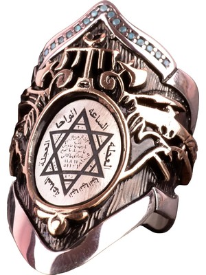 Okçular Yüzüğü, Davut Yıldızı Yüzüğü, Islami Başparmak Gümüş Erkek Yüzüğü, 925 Ayar Gümüş Yüzük (Ayarlanabilir)