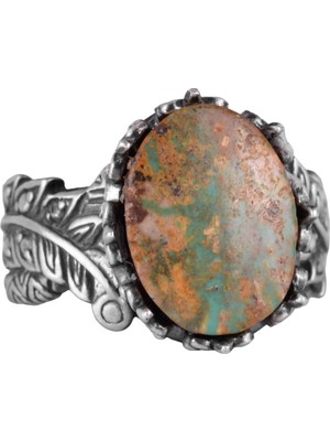 Doğal Arizona Turkuaz Taş Yüzük, 925 Ayar Gümüş Yüzük, Minimalist El Yapımı Yüzük (Stil-11)