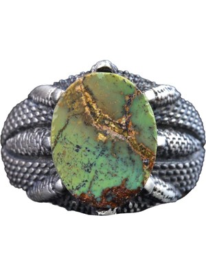 Doğal Arizona Turkuaz Taşlı Pençe Yüzük, 925 Ayar Gümüş Yüzük, Vintage Ifadesel Yüzük, Şifa Kristali Takı