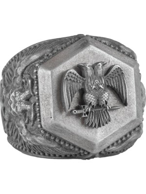 925 Ayar Gümüş Yüzük, Cesur Sembol Yüzük (Çift Başlı Kartal)