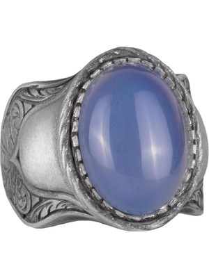 Doğal Taş Yüzük, 925 Ayar Gümüş Yüzük, (Kalsedon)