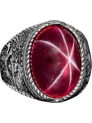 Doğal Taş Erkek Yüzüğü, Şahin Yüzüğü, 925 Ayar Gümüş Yüzük (Yıldız Yakutu)