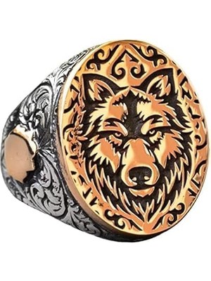 925K Katı Gümüş Erkek Kurt Yüzüğü - Gotik Burç Hayvan Tasarımı, El Yapımı Takı (Özelleştirilebilir)