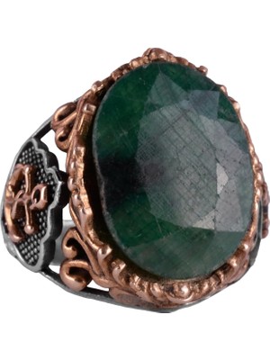 Denizci Çapa Yüzüğü, 925K Katı Gümüş Erkek Yüzüğü, El Yapımı Doğal Zümrüt Taşlı Yüzük