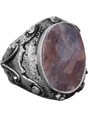 El Yapımı Doğal Safir Taşlı Yüzük, Ayar Gümüş Erkek Yüzüğü - Bilgelik ve Krallığın Sembolü